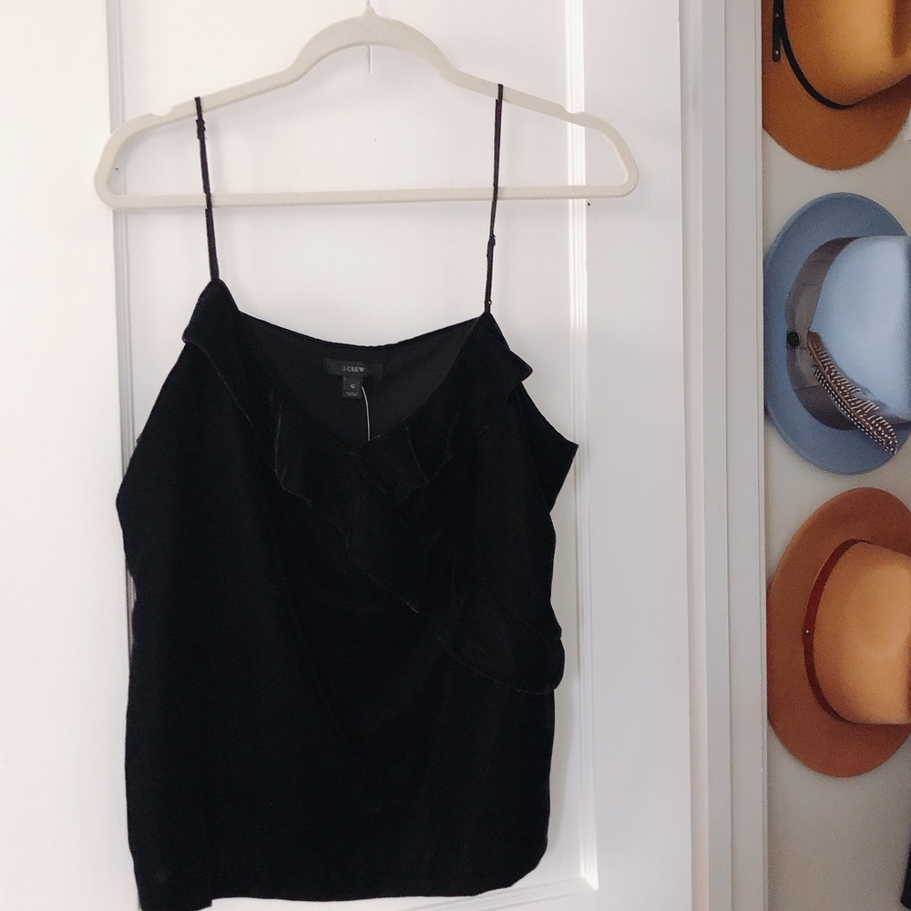 J Crew velvet ruffled tank top shirt NWT
